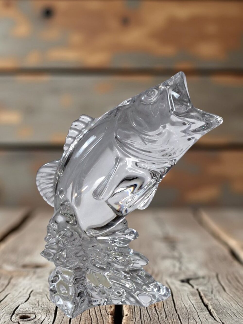 Wonders of the Wild Princess House Lead Crystal Leaping Bass Fish Sculpture - Picture 13 of 16